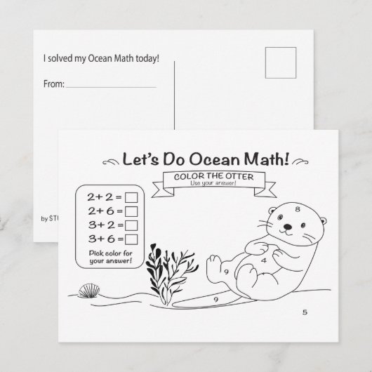 Carte Postale Otter Math Coloring Postcard (Devant / Derrière)