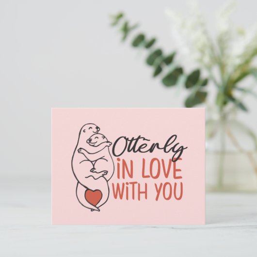 Carte Postale Otterly In Love Otter Pun Drôle Saint Valentin (Debout devant)