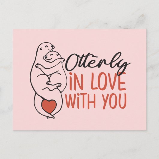Carte Postale Otterly In Love Otter Pun Drôle Saint Valentin (Devant)