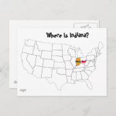 Carte Postale Où Est Indiana ? (Devant / Derrière)