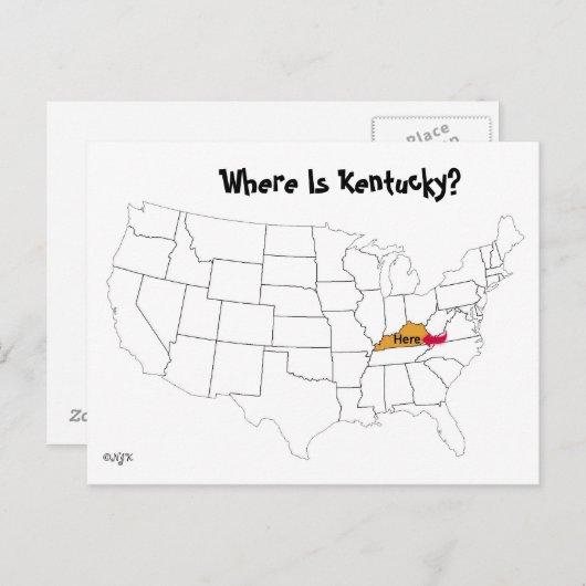 Carte Postale Où Est Le Kentucky ? (Devant / Derrière)