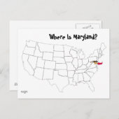 Carte Postale Où est le Maryland ? (Devant / Derrière)