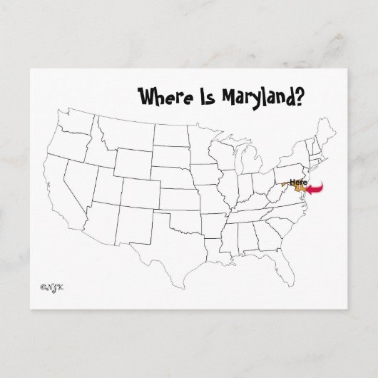 Carte Postale Où est le Maryland ? (Devant)
