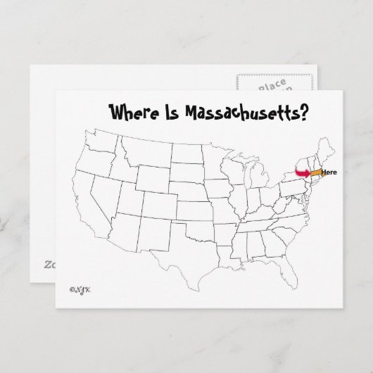Carte Postale Où Est Le Massachusetts ? (Devant / Derrière)