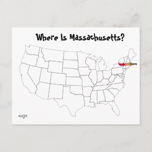 Carte Postale Où Est Le Massachusetts ? (Devant)