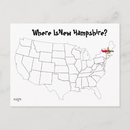 Carte Postale Où Est Le New Hampshire ? (Devant)