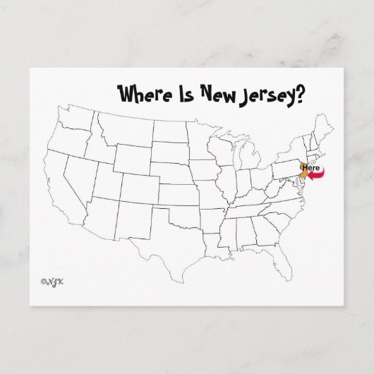 Carte Postale Où Est Le New Jersey ? (Devant)