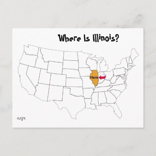 Carte Postale Où Est L'Illinois ? (Devant)