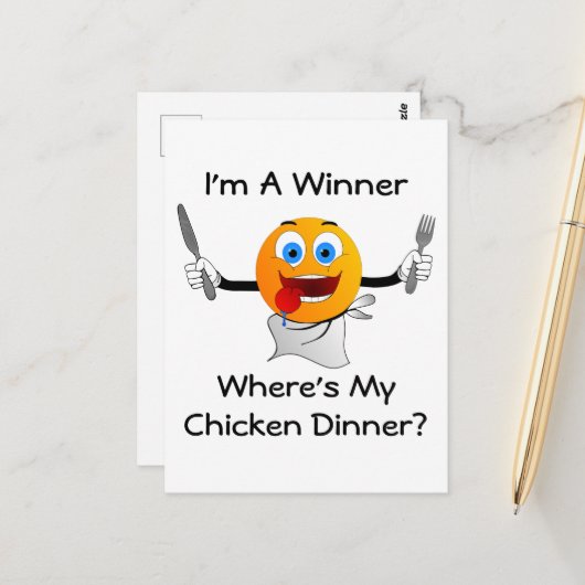Carte Postale Où est mon dîner de poulet ? (Devant/Arrière en situation)