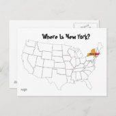 Carte Postale Où Est New York ? (Devant / Derrière)