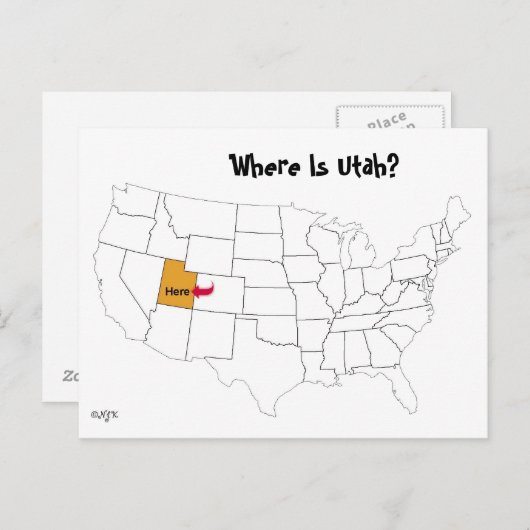 Carte Postale Où Est Utah ? (Devant / Derrière)