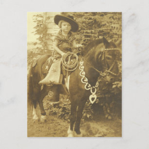 CARTE POSTALE OU INVITATION vintage COWGIRL