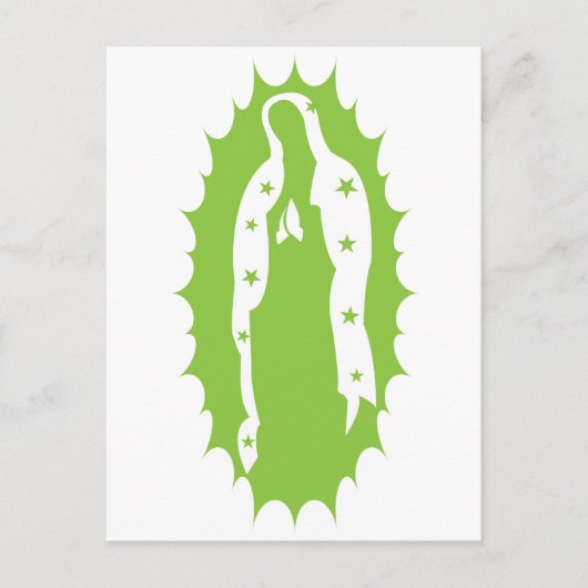 Carte Postale OU Lady Guadalupe Moderne vert citron (Devant)
