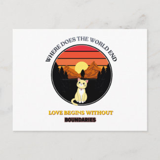 Carte Postale Où le monde se termine | Chat mignon Rétro Coucher