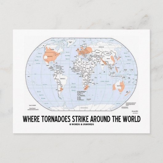 Carte Postale Où Les Tornades Frappent Dans Le Monde (Carte) (Devant)