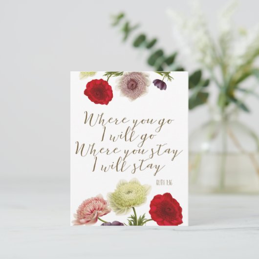 Carte Postale Où vous allez, je vais aller scripture citation ca (Debout devant)