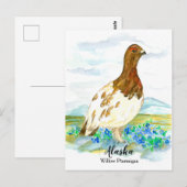 Carte Postale Oubliez-moi pas Ptarmigan État de l'Alaska (Devant / Derrière)