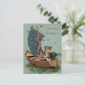 Carte Postale Oubliez-moi pas Rose Voilier Chien Chien Chiot (Debout devant)