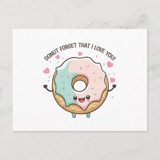 Carte Postale "Oubliez Que Je Vous Aime" Kawaii Donut (Devant)