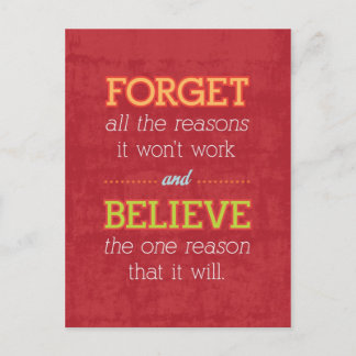 Carte Postale Oubliez toutes les raisons pour lesquelles ça ne m