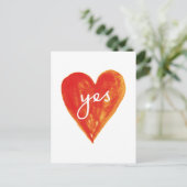 Carte Postale oui, coeur rouge avec texte (Debout devant)