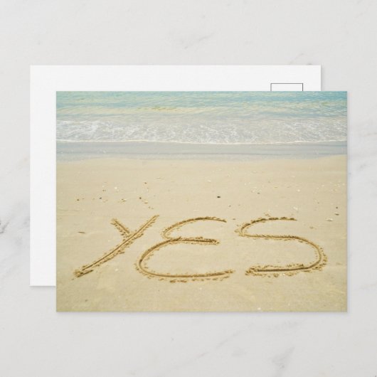 Carte Postale Oui, écrit dans le sable, (Devant / Derrière)