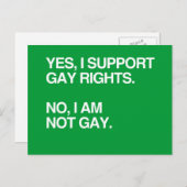 CARTE POSTALE OUI, JE SOUTIENS LES DROITS DES HOMOSEXUELS (Devant / Derrière)
