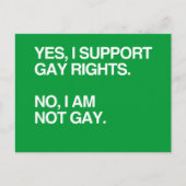 CARTE POSTALE OUI, JE SOUTIENS LES DROITS DES HOMOSEXUELS (Devant)