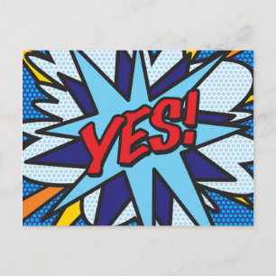 Carte Postale OUI NON Amusement Rétro Bande Dessinée Pop Art