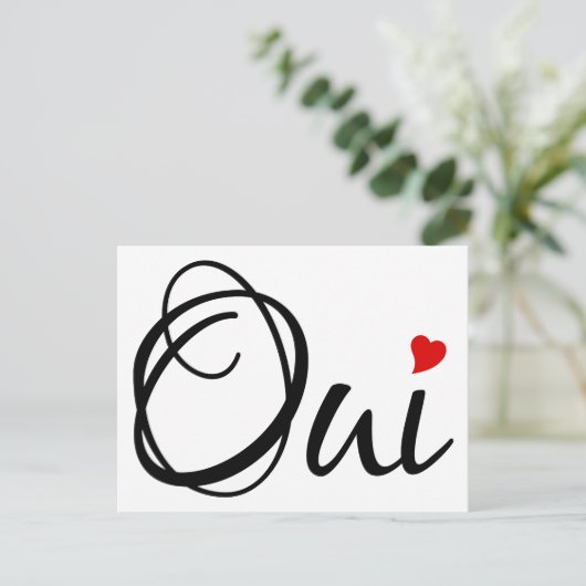 Carte Postale Oui, oui, l'art des mots français au coeur rouge (Debout devant)