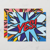 Carte Postale OUI PAS Fun Retro Comic Book Pop Art (Devant / Derrière)