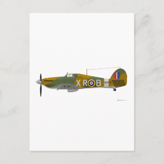 Carte Postale Ouragan Hawker (Devant)