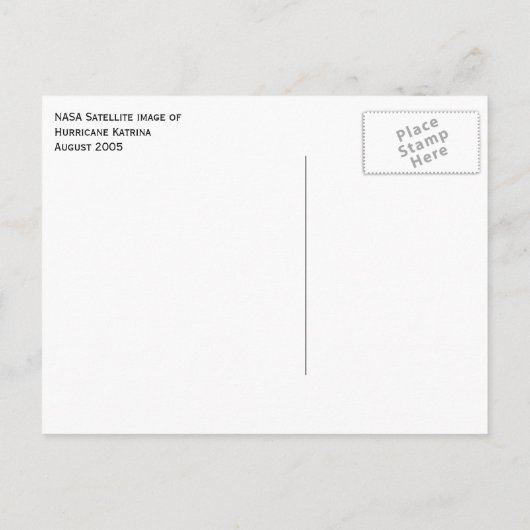 Carte Postale Ouragan Katrina, Image satellite, août 2005 (Dos)