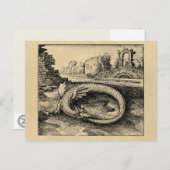 Carte Postale Ouroboros Dragon Biting It's Tail Sepia (Devant / Derrière)