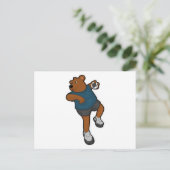 Carte Postale Ours à Joueur de handball avec Handball (Debout devant)