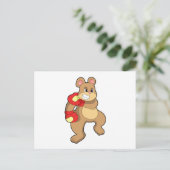 Carte Postale Ours à la boxe avec des gants de boxe (Debout devant)