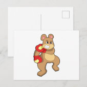 Carte Postale Ours à la boxe avec des gants de boxe (Devant / Derrière)
