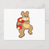 Carte Postale Ours à la boxe avec gants de boxe (Devant)