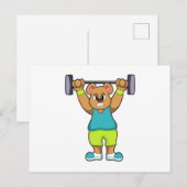 Carte Postale Ours à la musculation avec haltère (Devant / Derrière)
