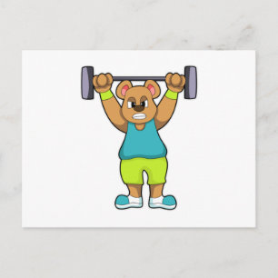 Carte Postale Ours à la musculation avec haltère