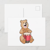 Carte Postale Ours à la musique avec tambour (Devant / Derrière)