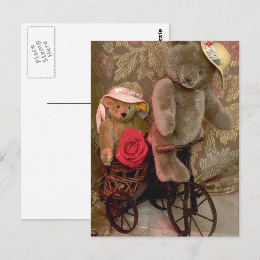 Carte Postale ours à vélo (Devant / Derrière)