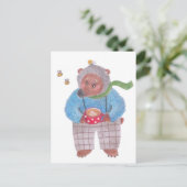 Carte Postale Ours, abeilles et cappuccino (Debout devant)