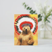 Carte Postale Ours Amérindien ! (Debout devant)