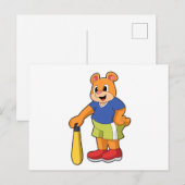 Carte Postale Ours au baseball avec batte de baseball (Devant / Derrière)