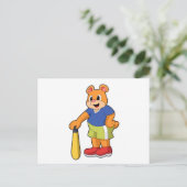 Carte Postale Ours au baseball avec une batte de baseball (Debout devant)