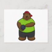 Carte Postale Ours au bowling avec boule de bowling (Devant)