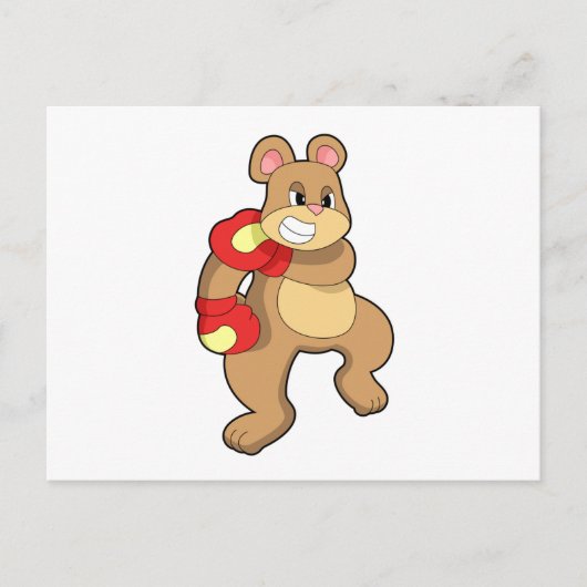 Carte Postale Ours au boxe avec gants de boxe (Devant)
