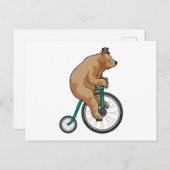 Carte Postale Ours au cirque à vélo (Devant / Derrière)