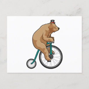 Carte Postale Ours au cirque avec bicyclette
